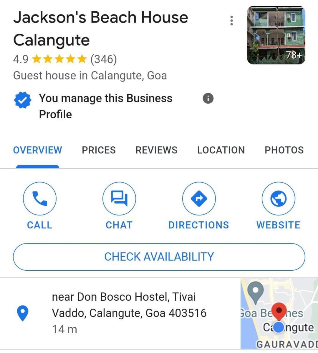 Jackson'S Beach House Calangute Aparthotel Eksteriør bilde